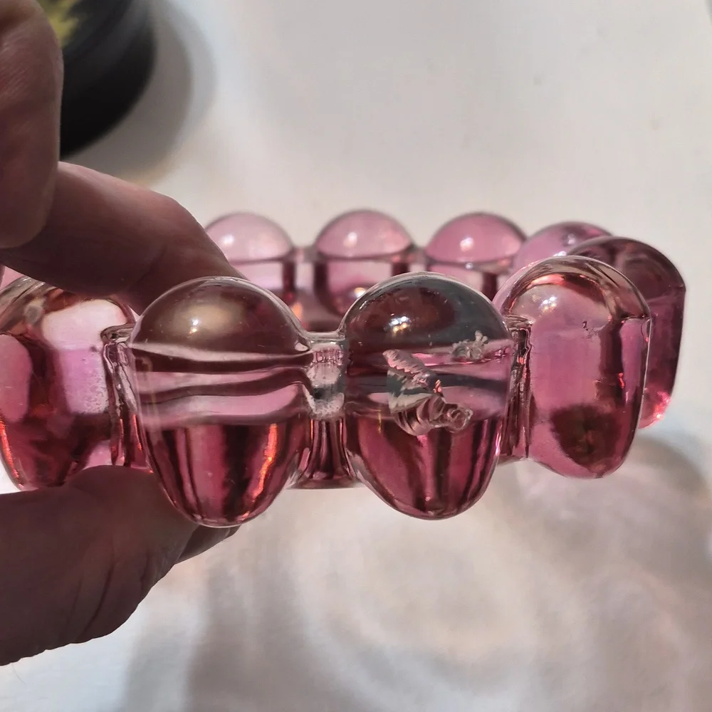 Vintage Anchor Hocking Pink boopie/bubble Solid glass Ashtray 1950's